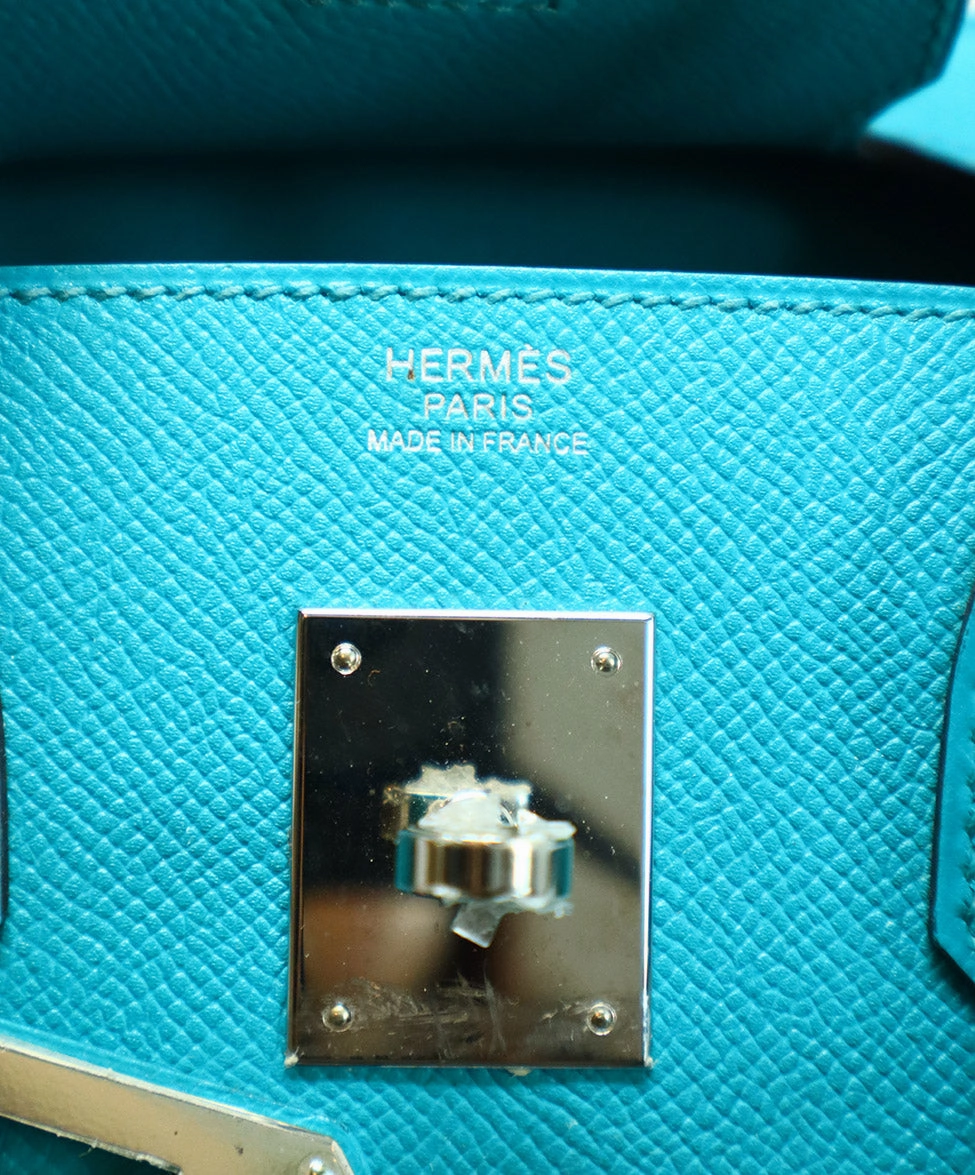 Hermes 2016 Teal Leather 30cm Birkin Bag