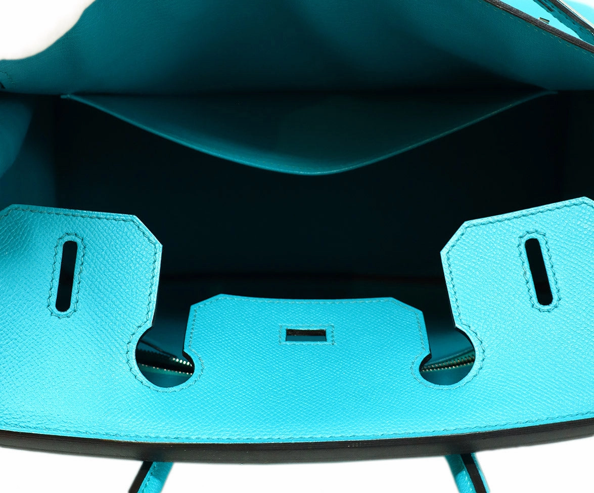 Hermes 2016 Teal Leather 30cm Birkin Bag
