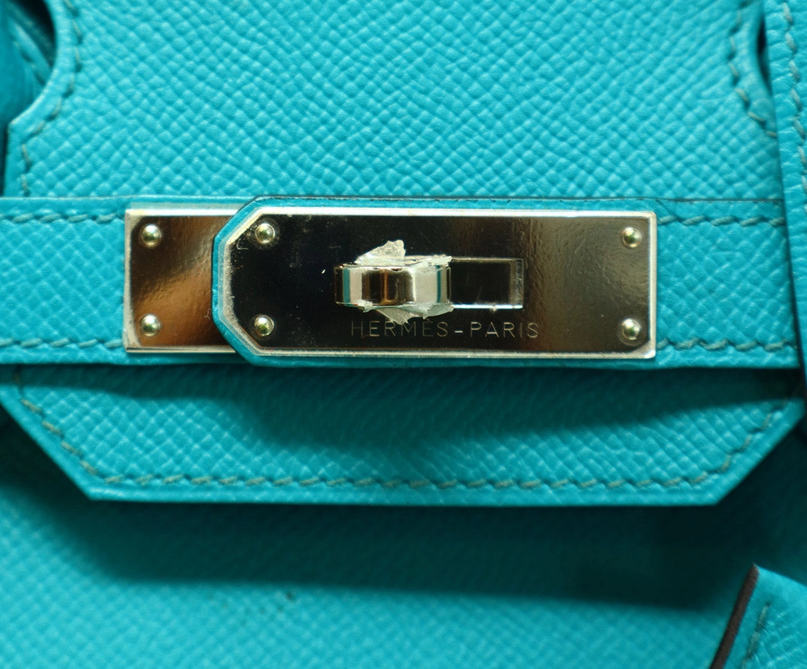 Hermes 2016 Teal Leather 30cm Birkin Bag