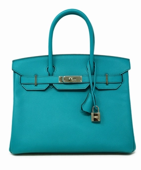 Hermes 2016 Teal Leather 30cm Birkin Bag