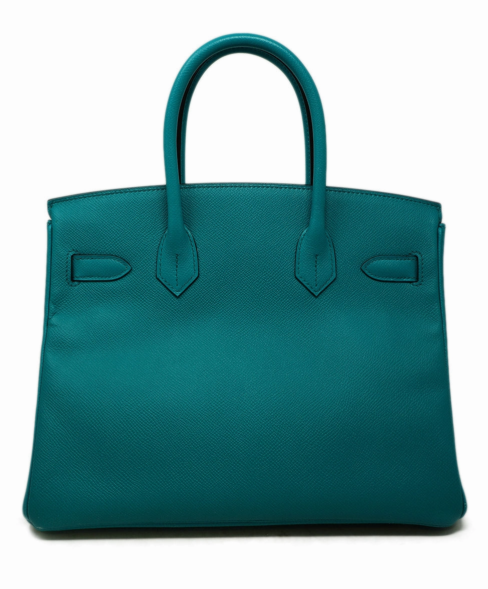 Hermes 2016 Teal Leather 30cm Birkin Bag
