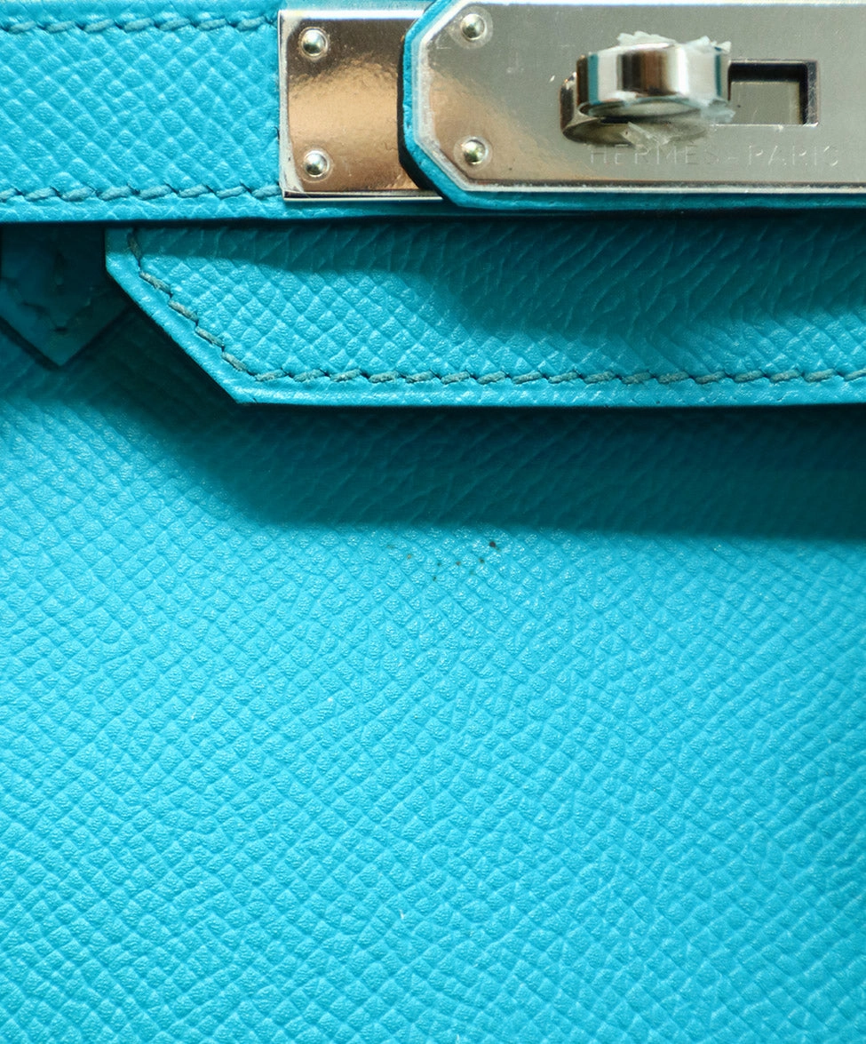 Hermes 2016 Teal Leather 30cm Birkin Bag
