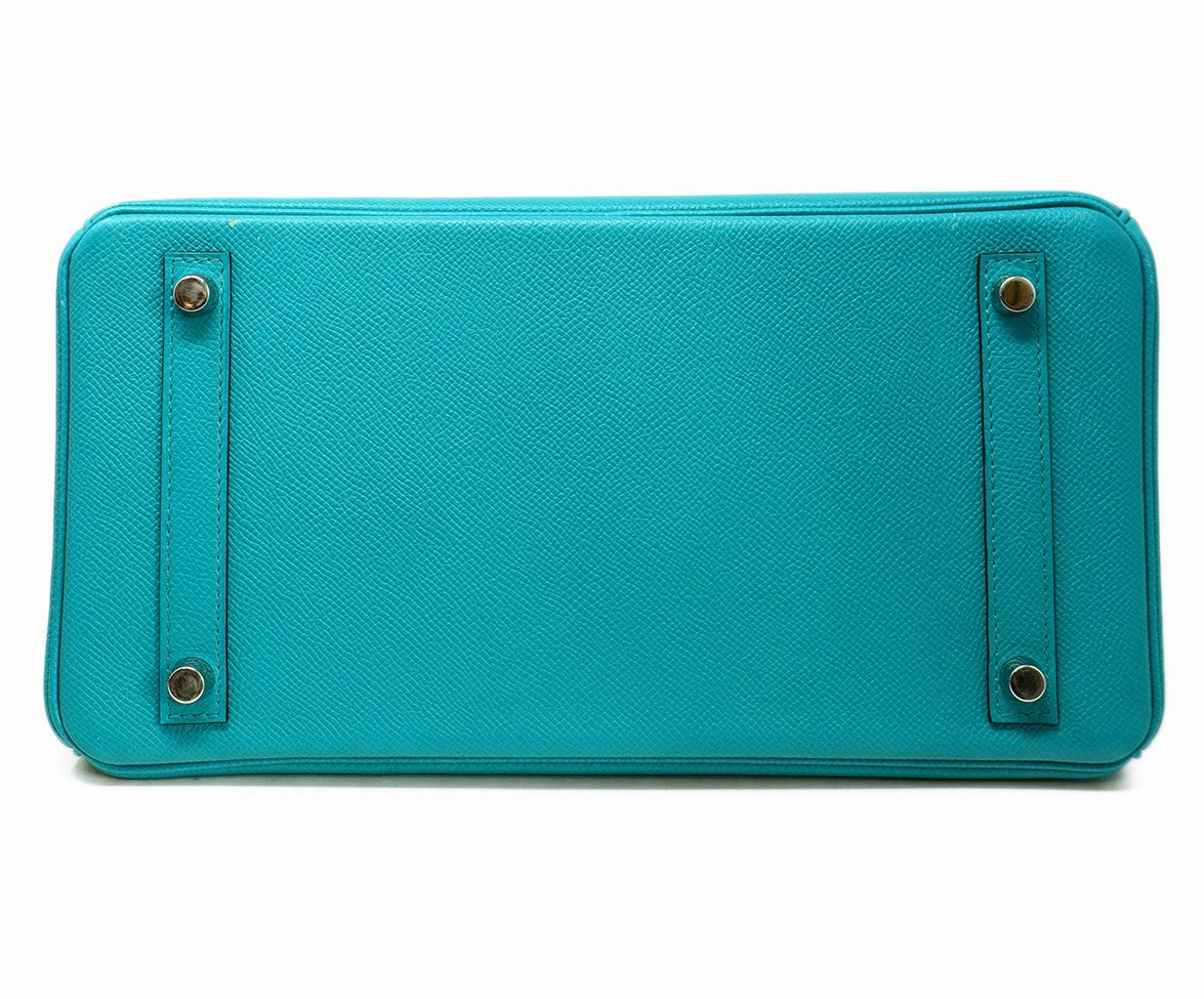 Hermes 2016 Teal Leather 30cm Birkin Bag
