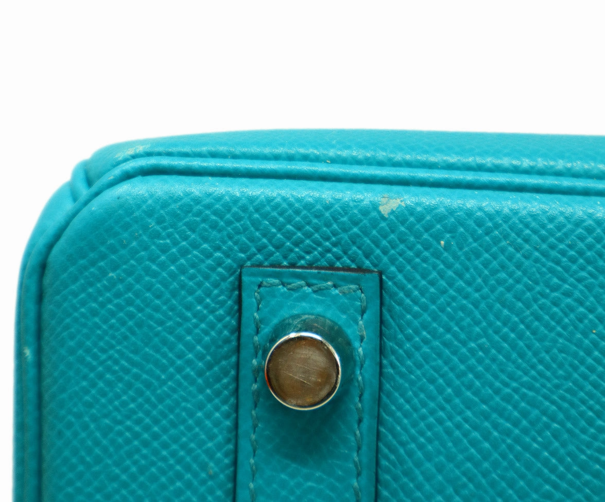 Hermes 2016 Teal Leather 30cm Birkin Bag