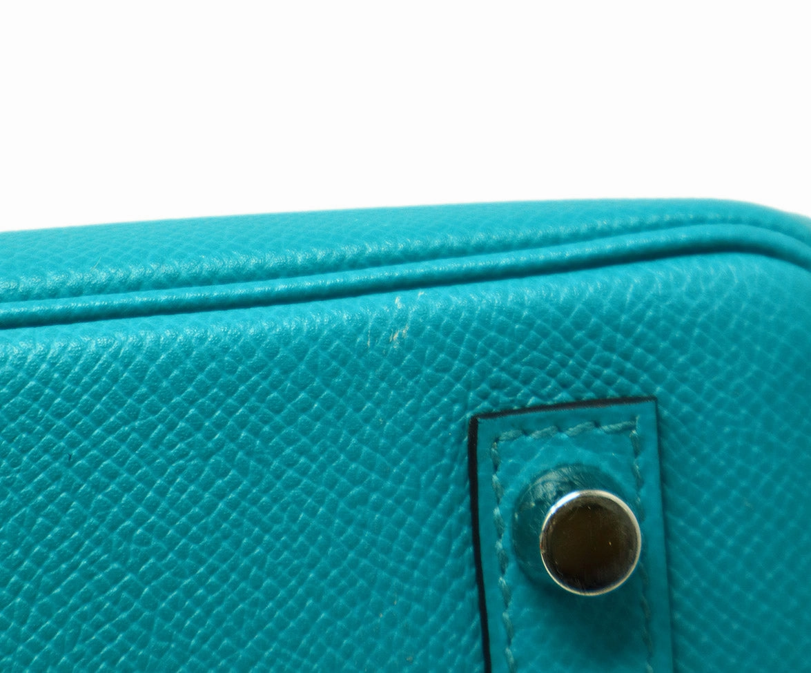 Hermes 2016 Teal Leather 30cm Birkin Bag