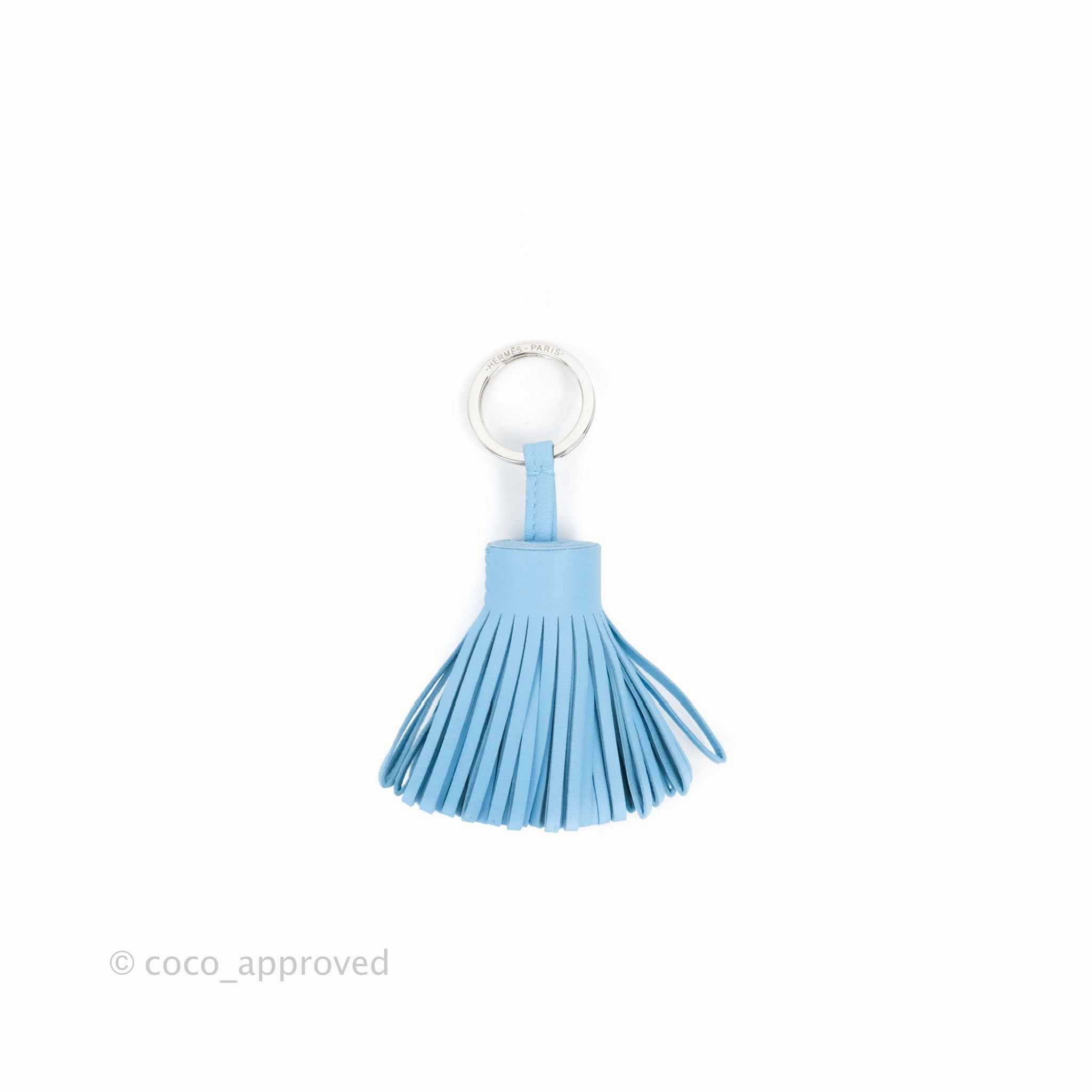 Hermes Carmen Key Ring Cleste Palladium Hardware