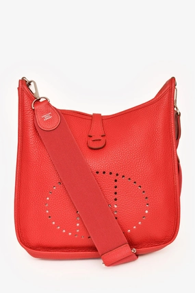Herms 2010 Red Clemence Leather Evelyne 29