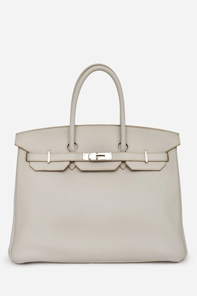 Herms 2013 Light Grey Clemence Birkin 35 PHW