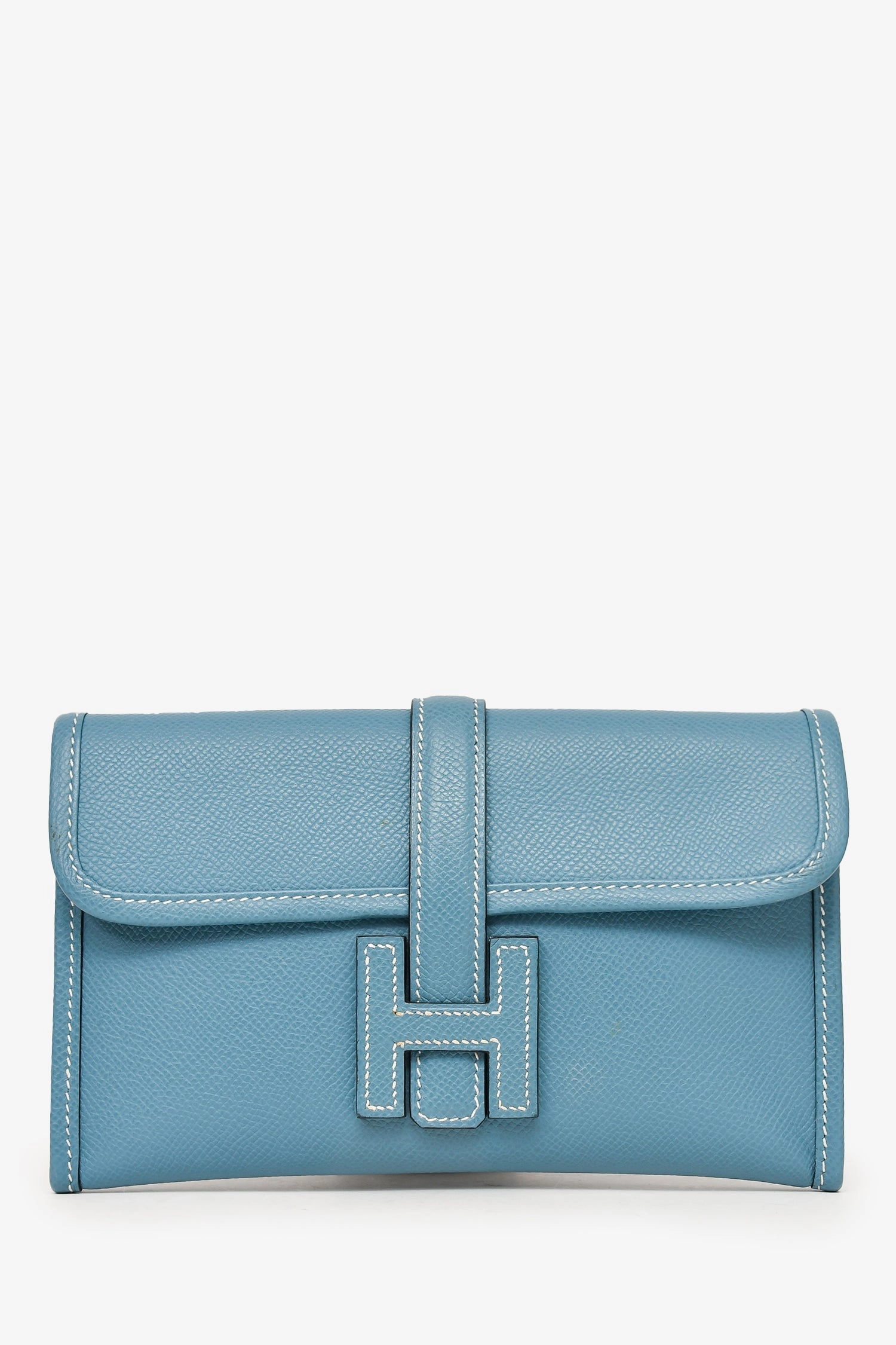 Herms 2018 Blue Jeans Epsom Leather Small Jige Clutch
