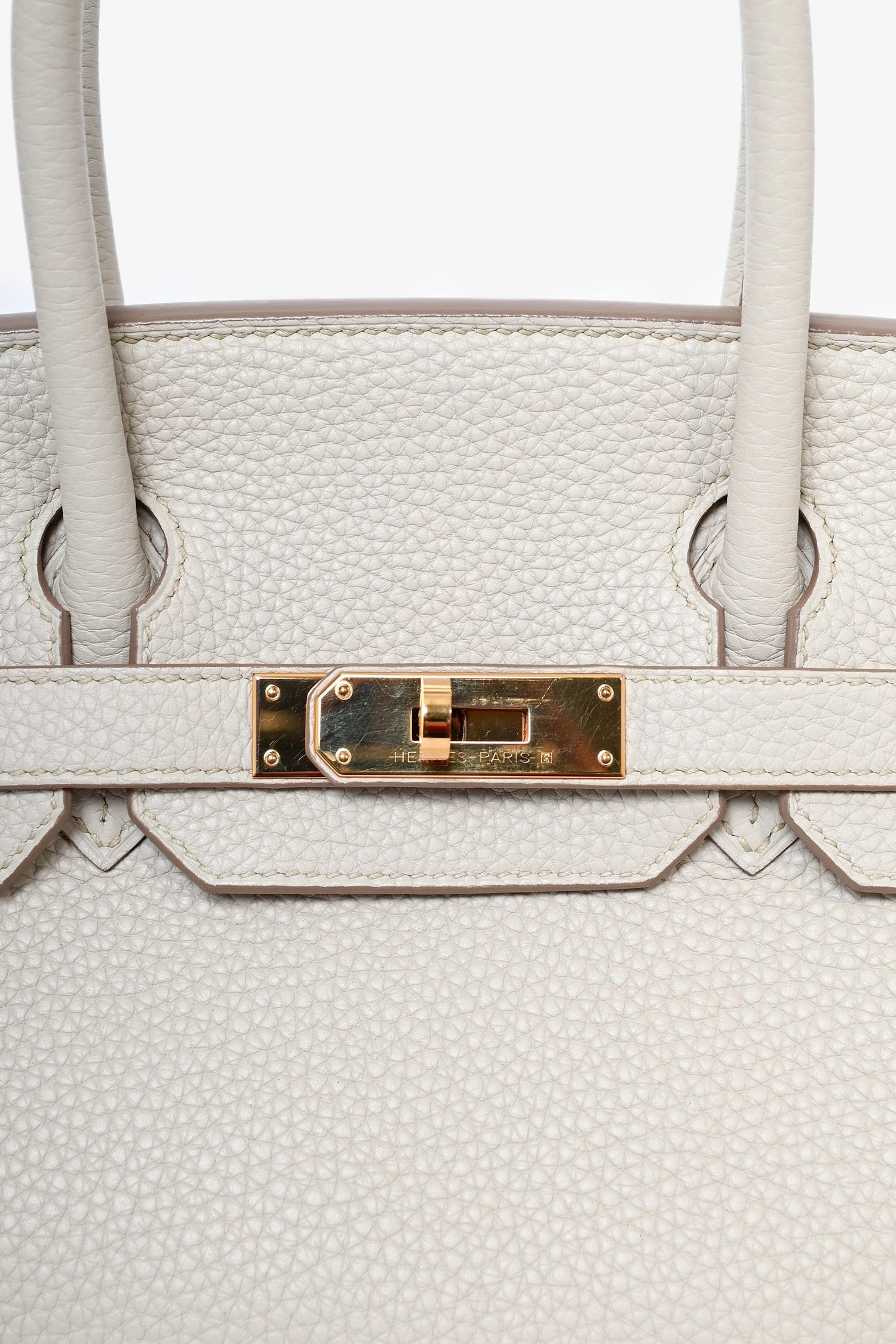 Herms 2019 Beton Clemence Leather Birkin 30
