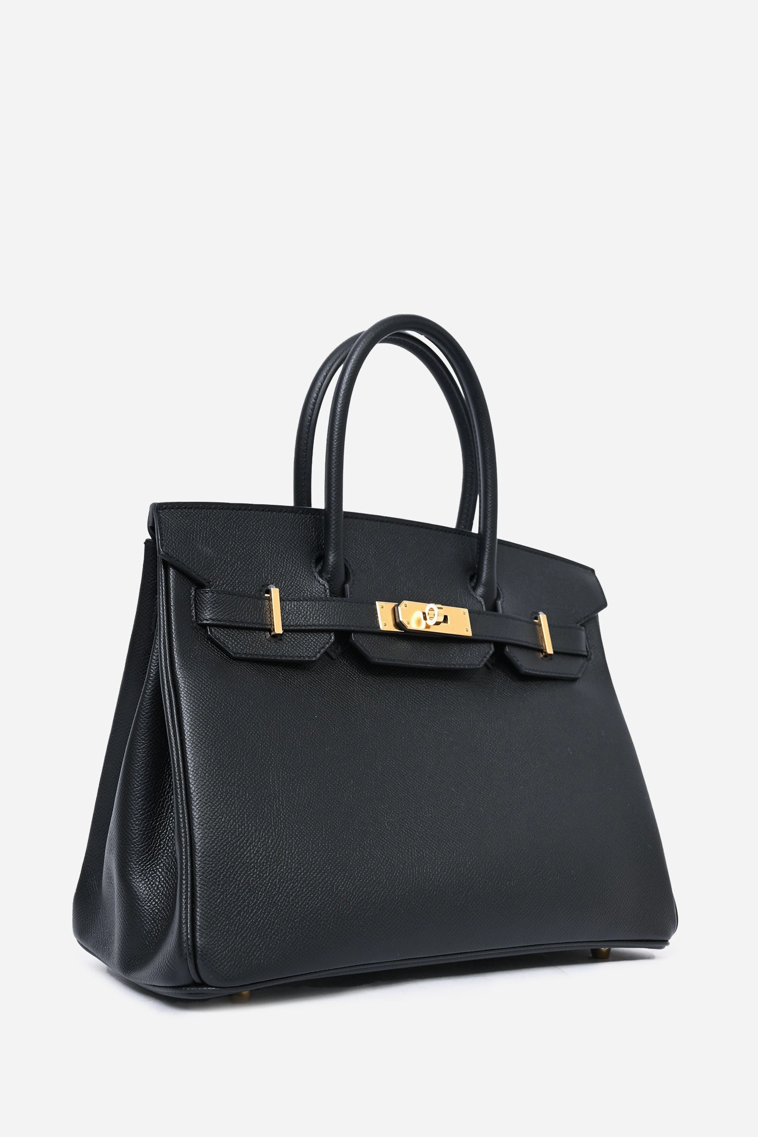 Herms 2020 Black Epsom Leather Retourne Birkin 30 GHW