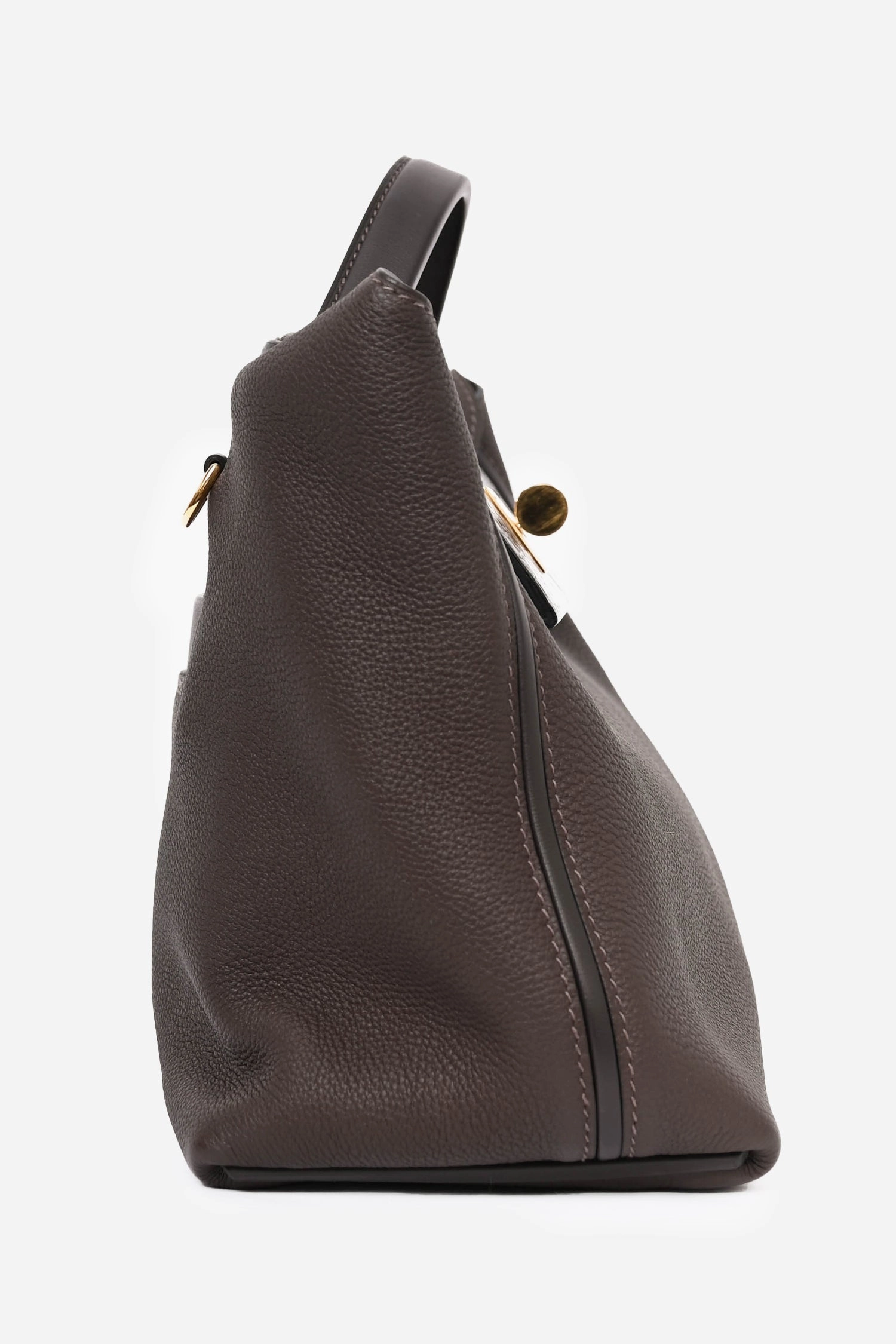 Herms 2021 Brown 'Ebene' Togo Leather/Matte Alligator Touch 24/24 29 Top Handle GHW w/ Strap