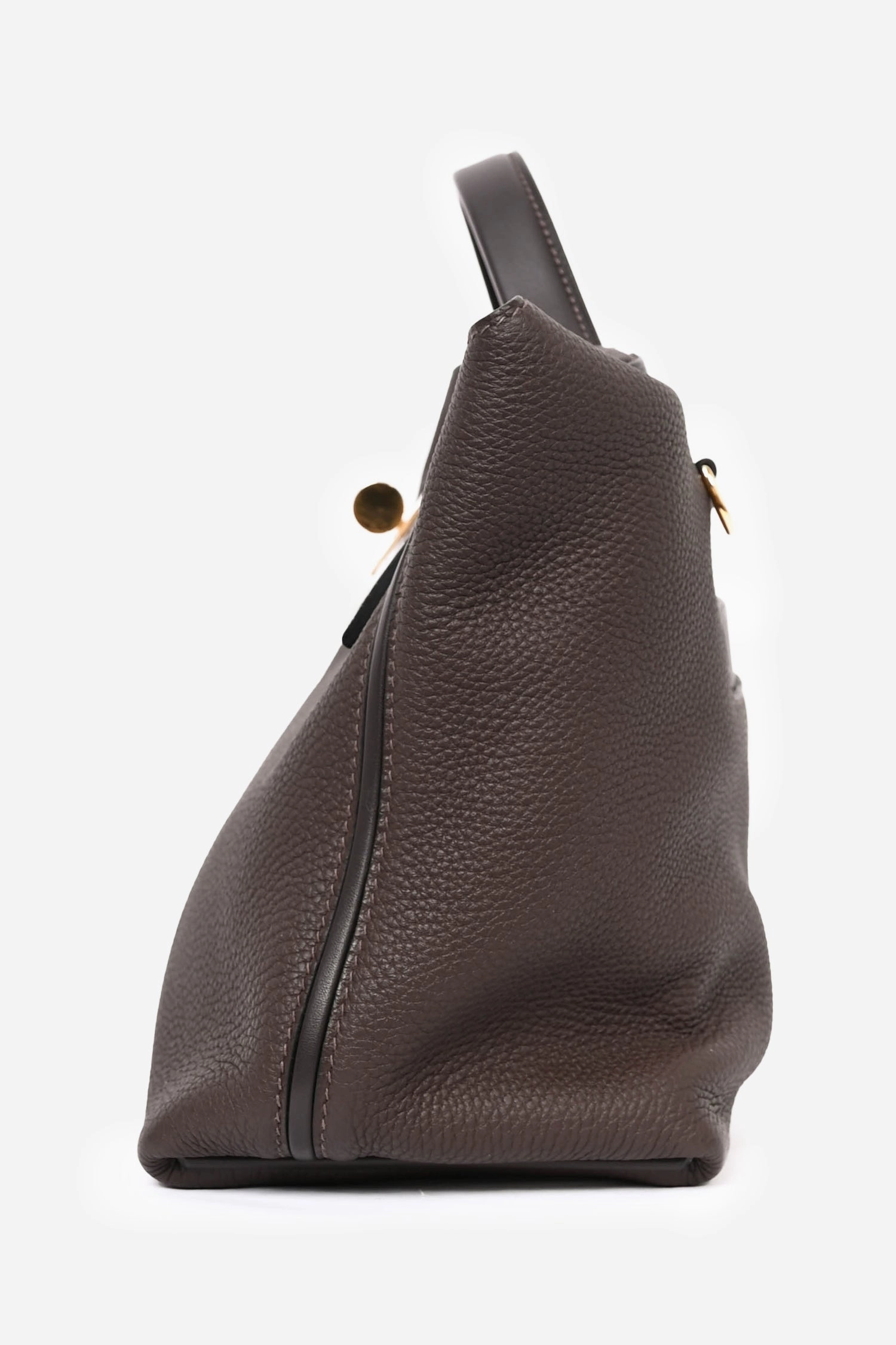 Herms 2021 Brown 'Ebene' Togo Leather/Matte Alligator Touch 24/24 29 Top Handle GHW w/ Strap