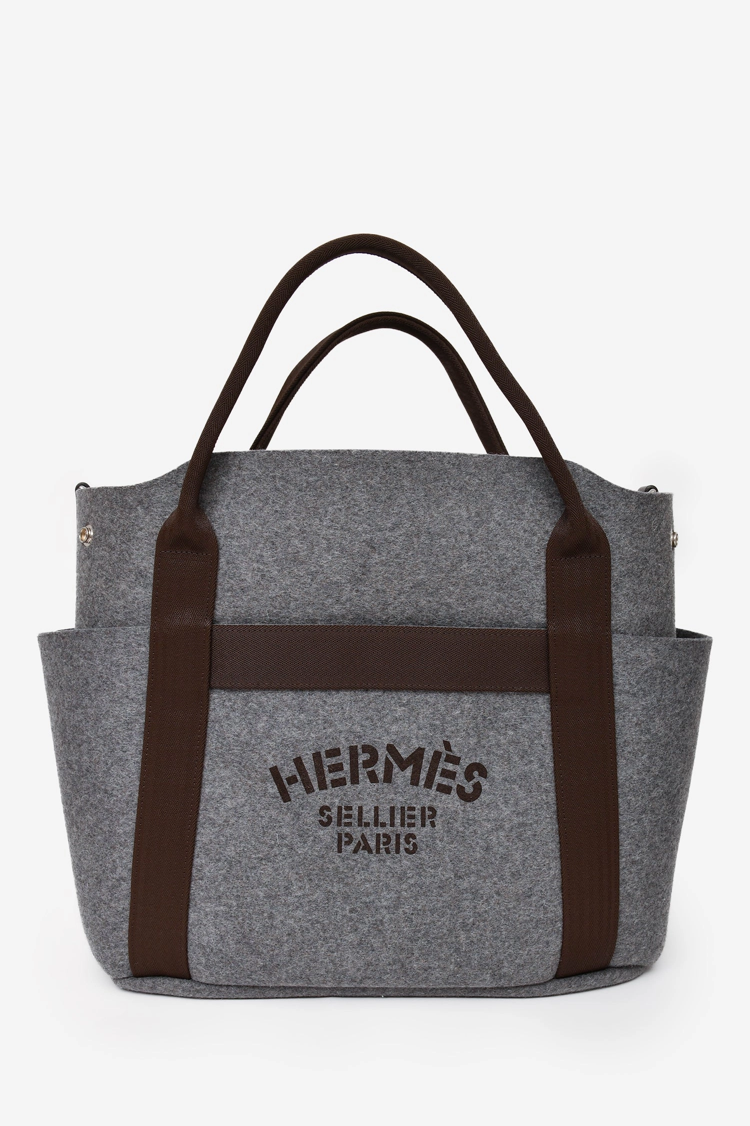 Herms 2021 Grey Felt 'The Grooming' Bag