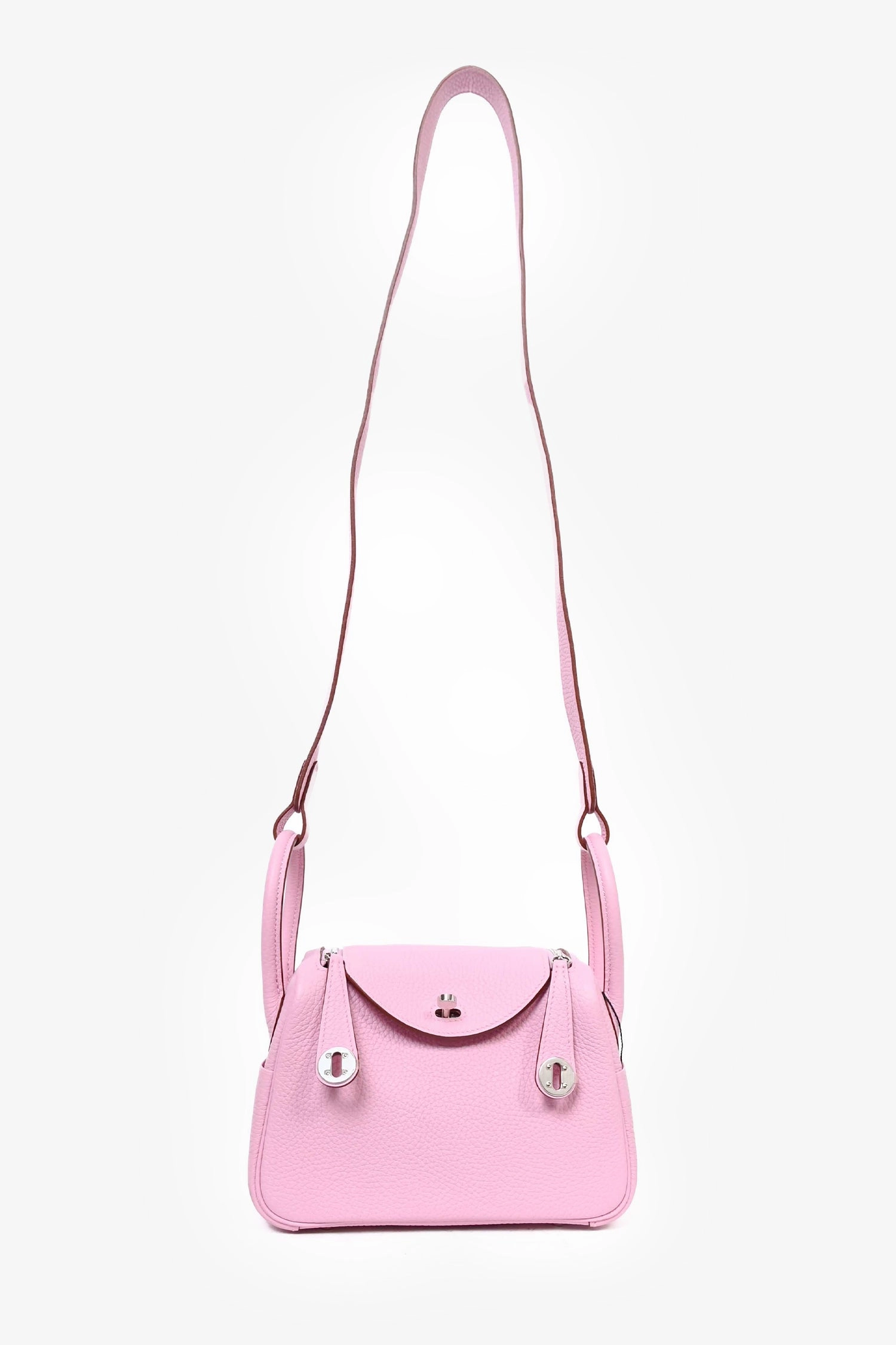 Herms 2022 Mauve Sylvestre Clemence Leather Mini Lindy