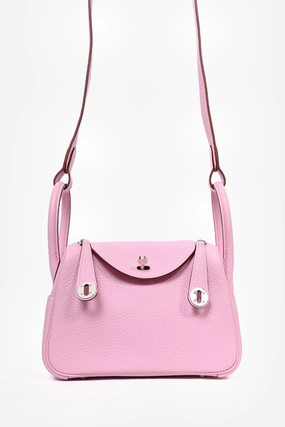 Herms 2022 Mauve Sylvestre Clemence Leather Mini Lindy