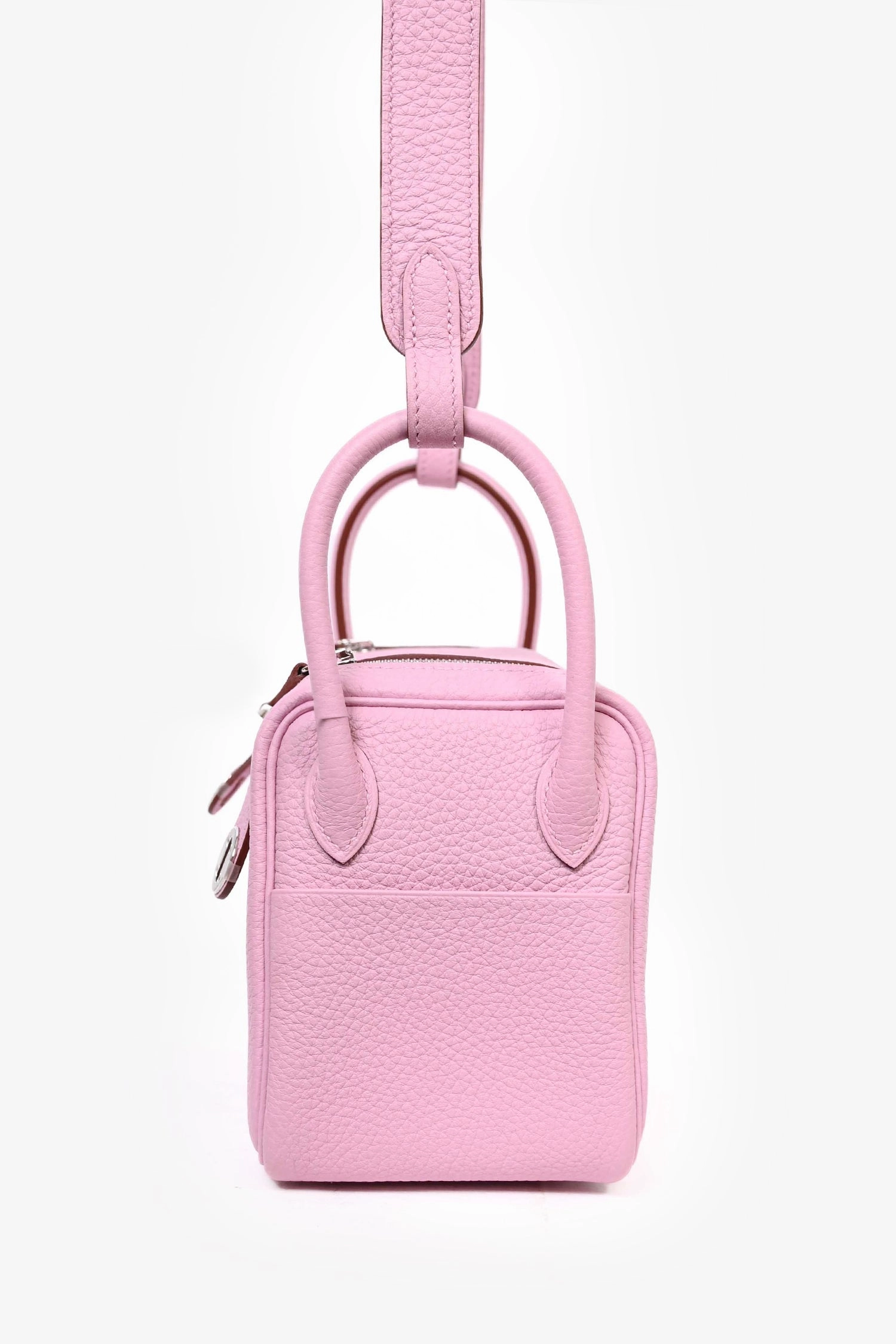 Herms 2022 Mauve Sylvestre Clemence Leather Mini Lindy