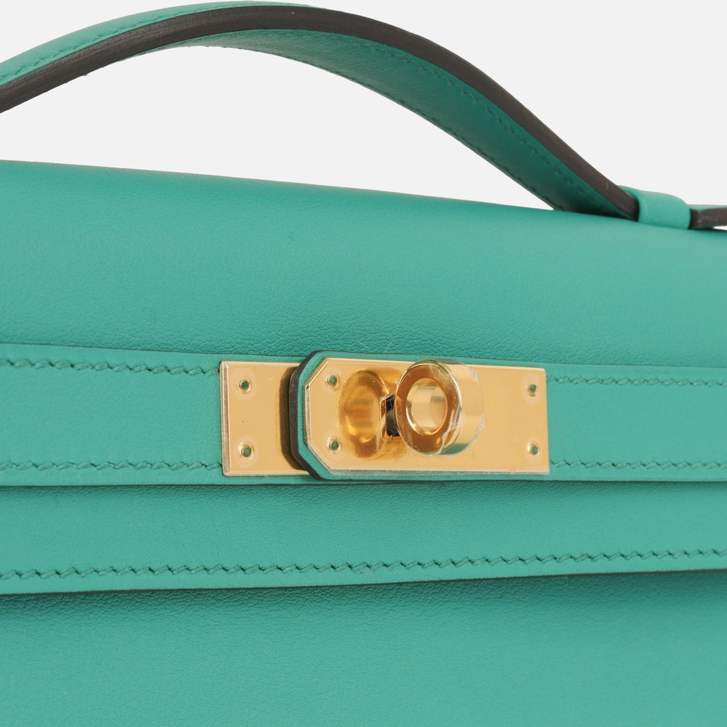 Herms - Kelly Cut Clutch - Bleu Paon Swift Leather GHW - Unused - 2016