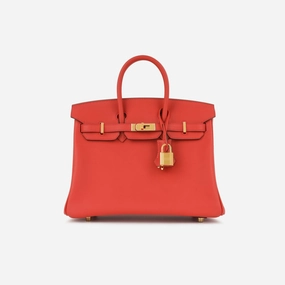 Herms Herms - Birkin 25 - Vermillion Swift GHW - 2024 - Brand New