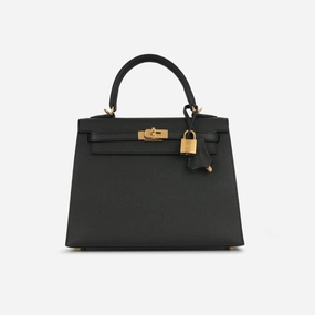Herms Kelly 25 Noir Epsom GHW (NWT)