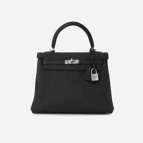 Herms Kelly 25 Noir Togo PHW