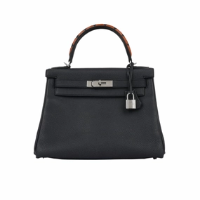 Herms Kelly 28 Au Galop - Bleu Indigo / Cuivre Togo