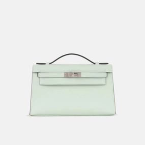 Herms Kelly Pochette Vert Peppermint Swift PHW (NWT)