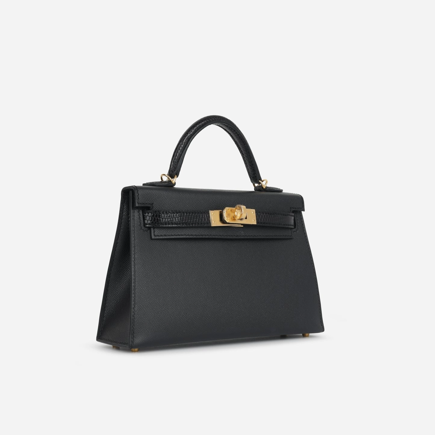 Herms Mini Kelly Touch Noir Madame / Lizard Niloticus Lisse GHW (NWT)