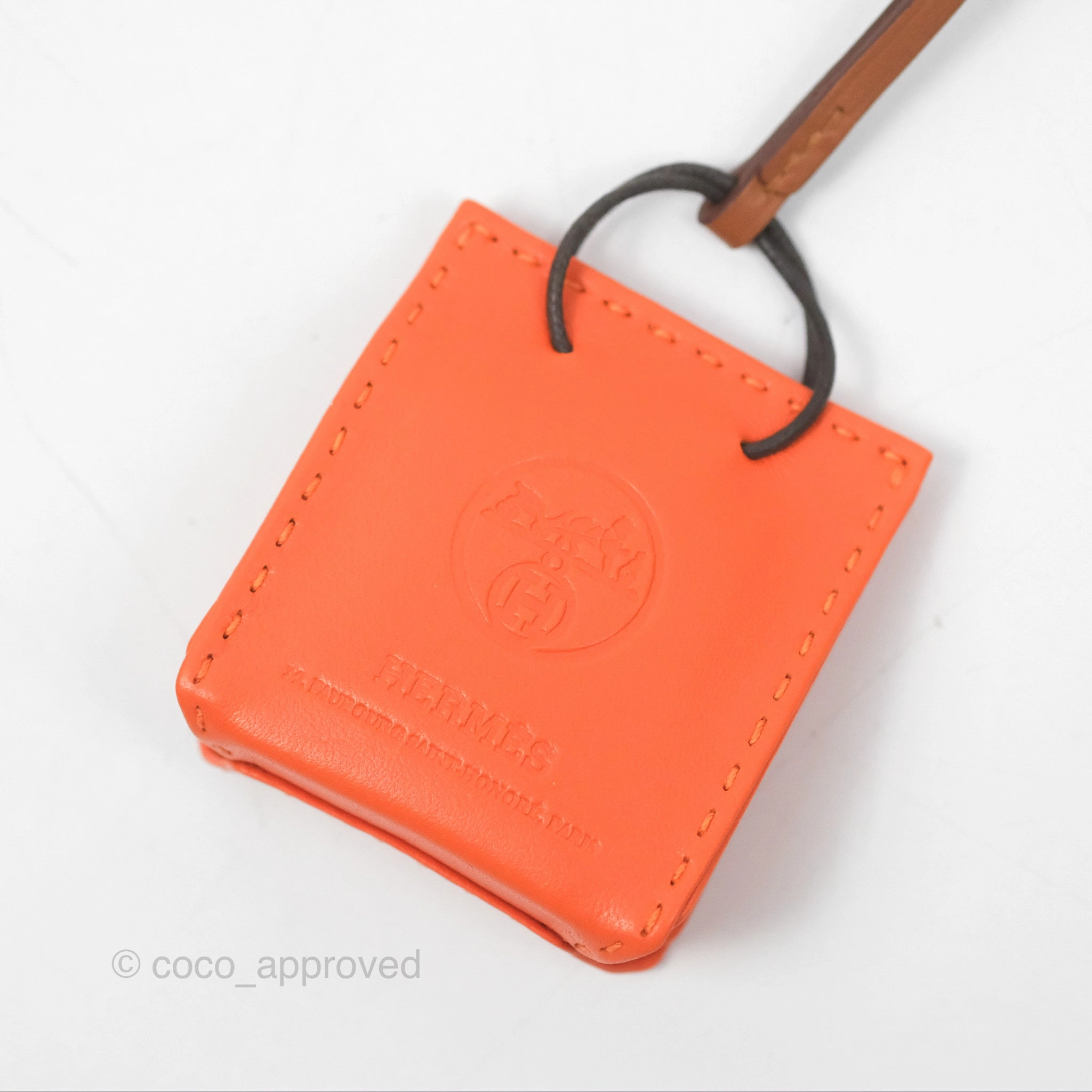 Herms Orange Shopping Bag Charm