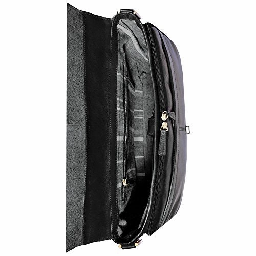 Hidesign Charles Leather 15" Laptop Compatible Briefcase Work Bag, Black