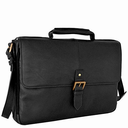 Hidesign Charles Leather 15" Laptop Compatible Briefcase Work Bag, Black