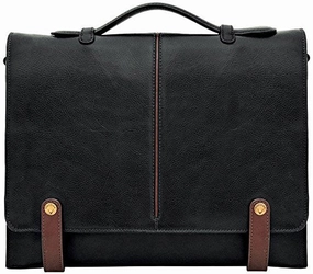 Hidesign Eton Leather 15" Laptop Compatible Briefcase Work Bag, Black