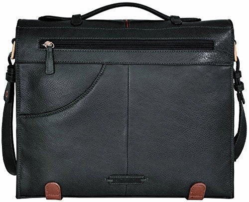 Hidesign Eton Leather 15" Laptop Compatible Briefcase Work Bag, Black