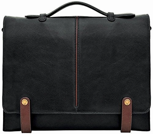 Hidesign Eton Leather 15" Laptop Compatible Briefcase Work Bag, Black