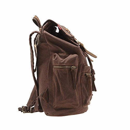 High Capacity Canvas Vintage Backpack - for School Hiking Travel 12-17" Laptop