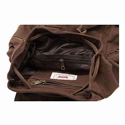 High Capacity Canvas Vintage Backpack - for School Hiking Travel 12-17" Laptop