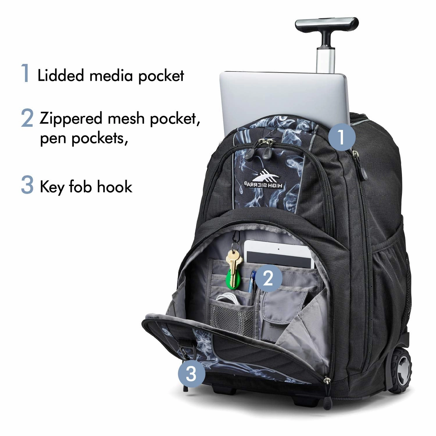 High Sierra Freewheel Wheeled Laptop Backpack, 15-inch Student Laptop Backpack for High School or College, Rolling Gamer Laptop Backpack, Wheeled Business Laptop Backpack