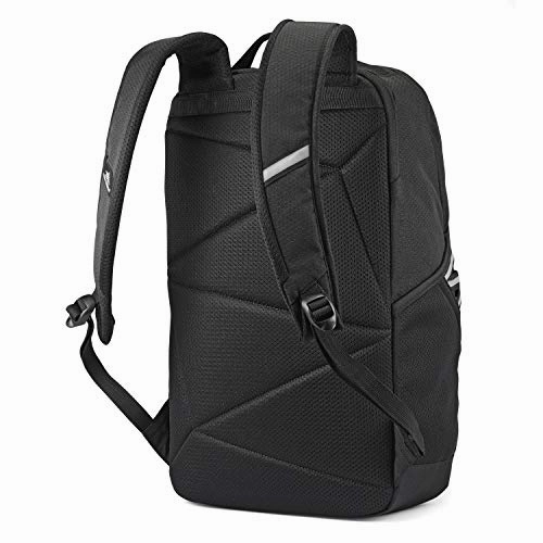 High Sierra Swoop SG Kids College School Backpack Book Bag Travel Laptop Bag with Drop Protection Pocket, Tablet Sleeve, and 360 Reflectivity, Black