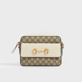 Horsebit 1955 GG Supreme Small Crossbody Bag with White Leather Trim