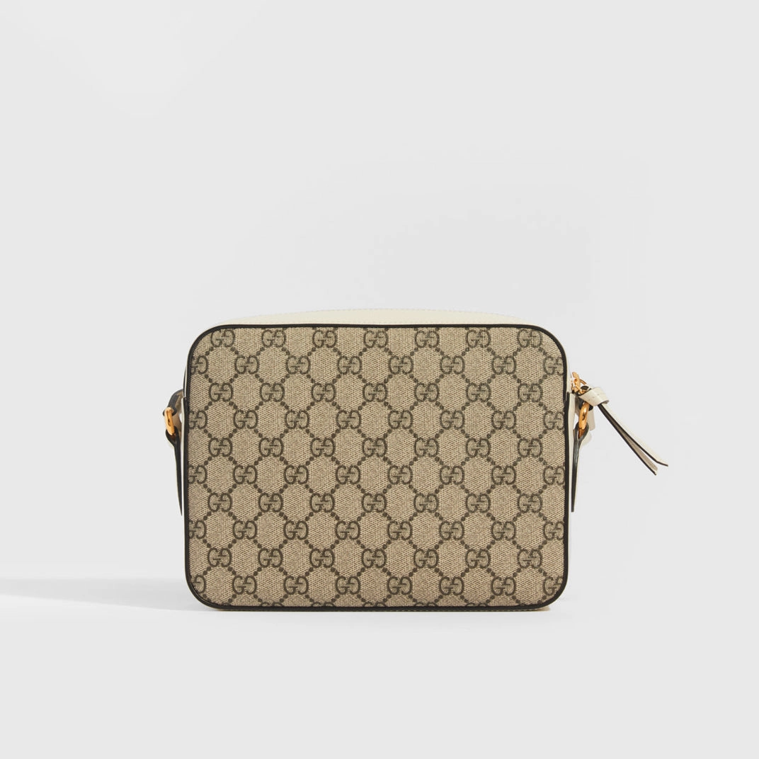 Horsebit 1955 GG Supreme Small Crossbody Bag with White Leather Trim