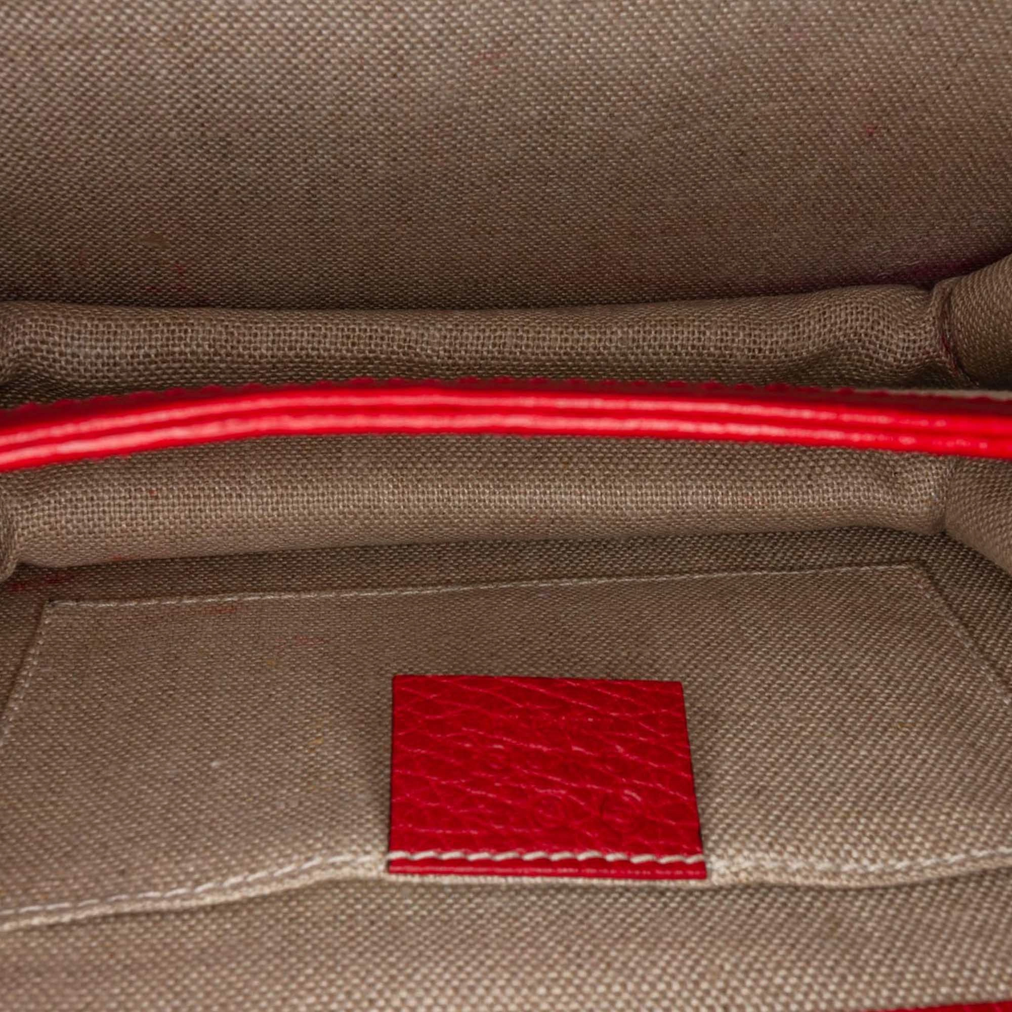 Interlocking Chain Leather Crossbody Bag Red