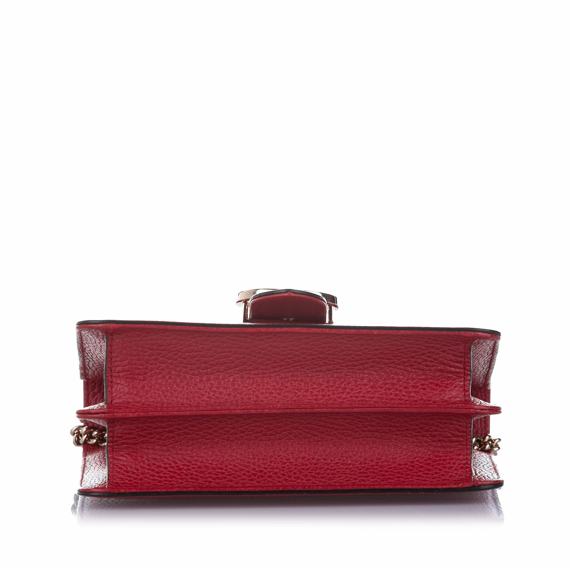 Interlocking Chain Leather Crossbody Bag Red