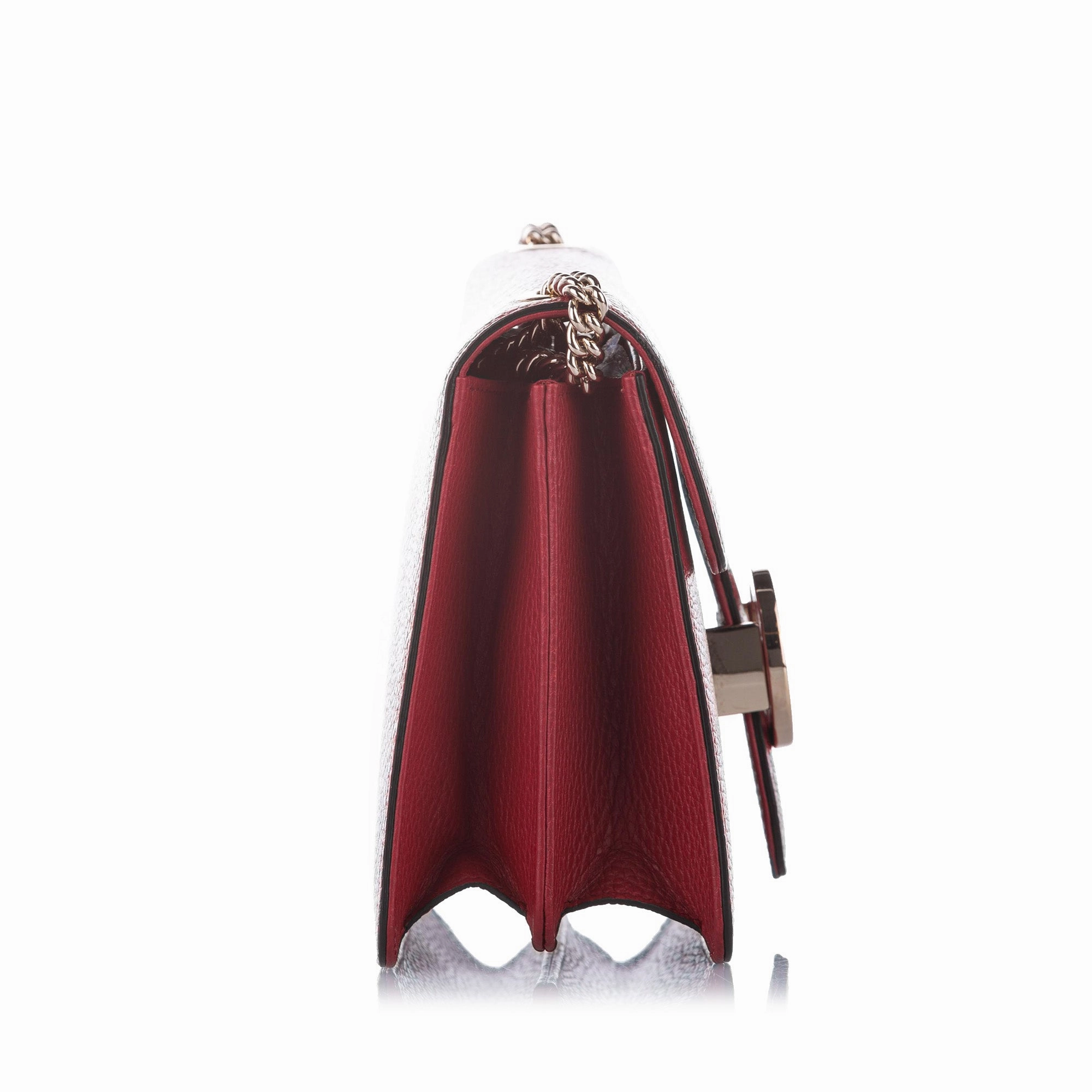 Interlocking Chain Leather Crossbody Bag Red