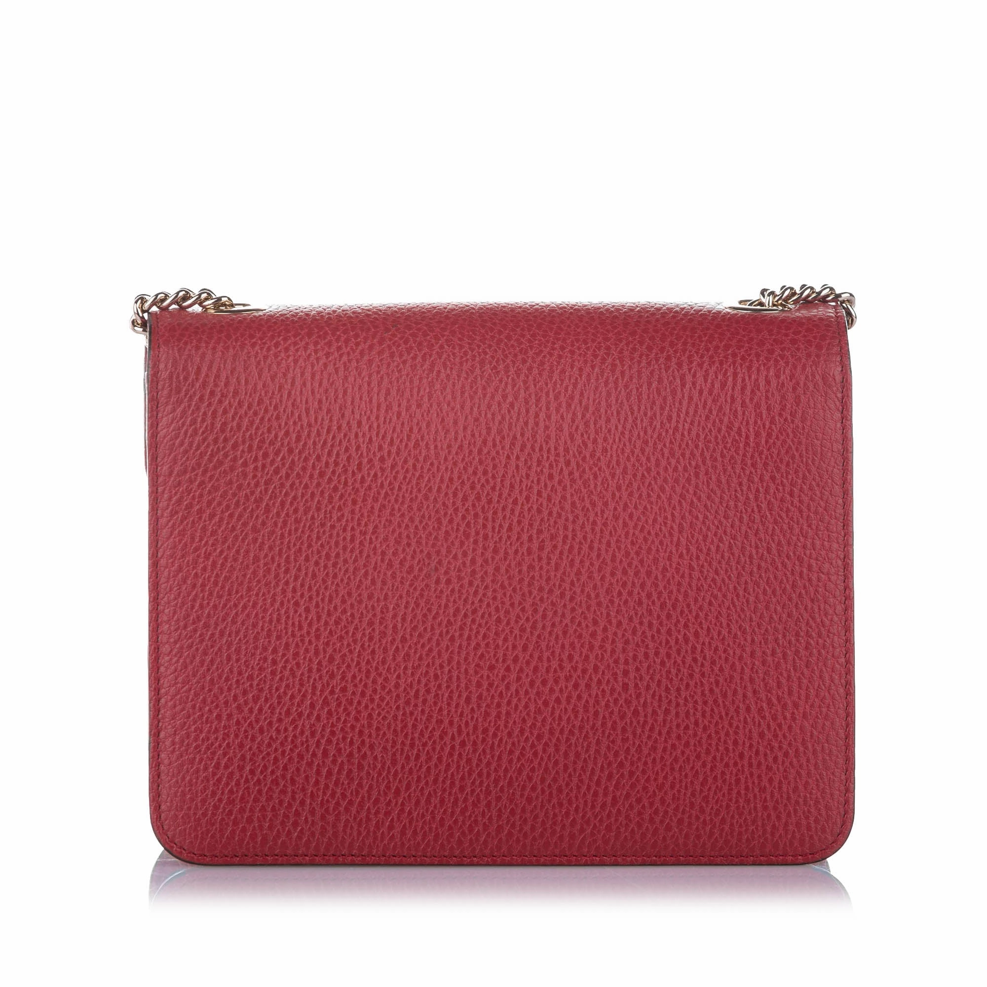 Interlocking Chain Leather Crossbody Bag Red