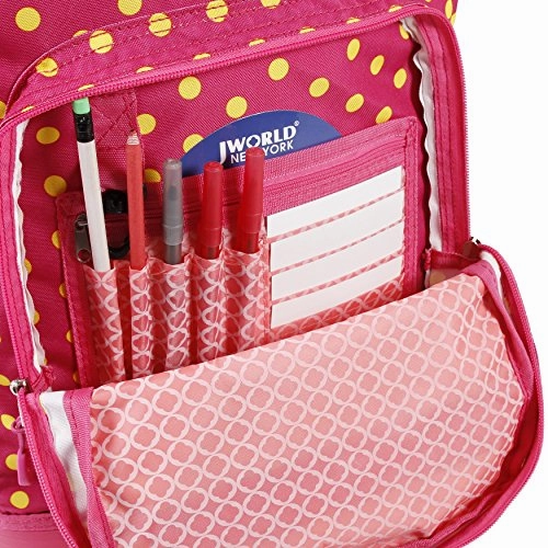 J World New York Girls' Sunslider Spinner Fashion Backpack, Pink Buttons, One Size