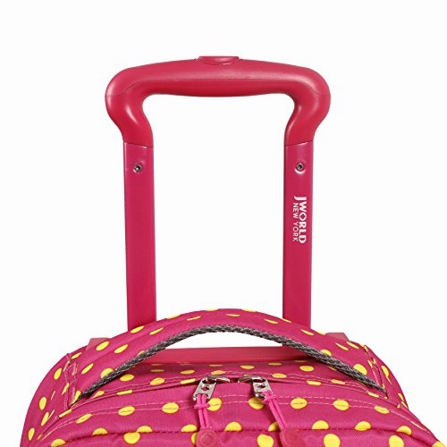 J World New York Girls' Sunslider Spinner Fashion Backpack, Pink Buttons, One Size