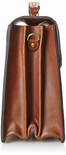 Jack Georges [Personalized Initials Embossing] Belting Triple Gusset Leather Briefcase w/Combination Lock in Brown