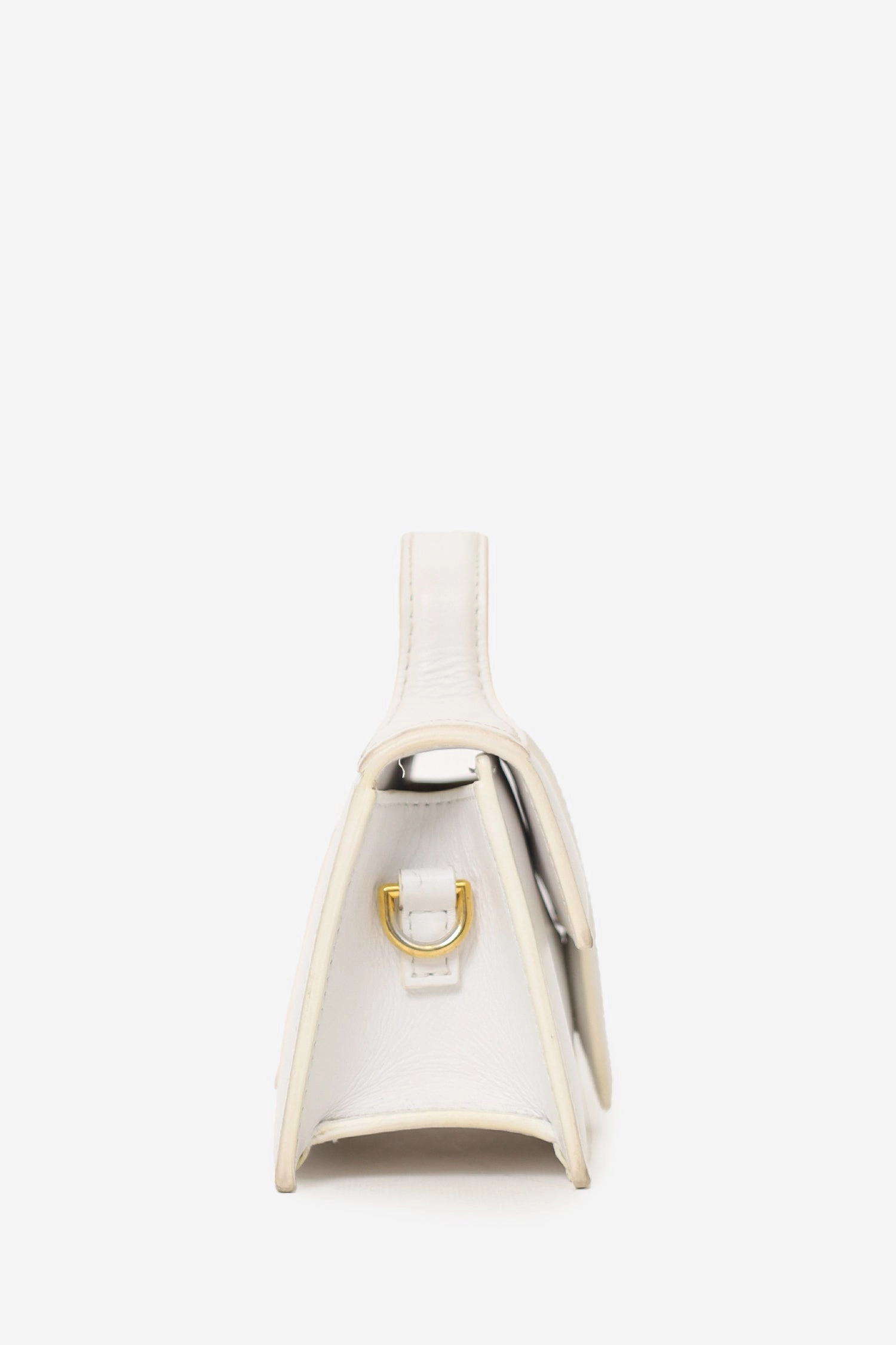 Jacquemus White Leather Les Classiques 'The Bambino' Bag with Strap