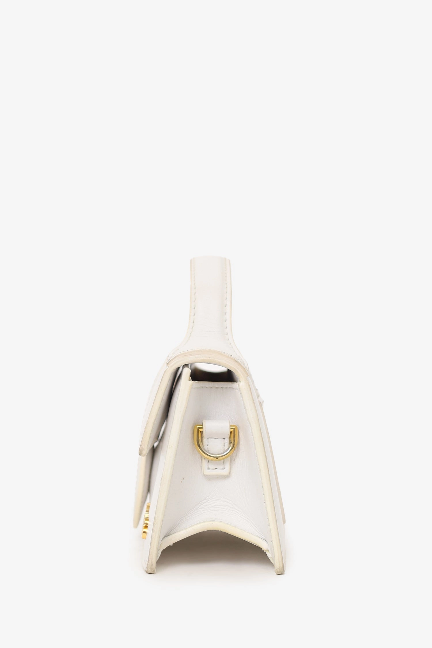 Jacquemus White Leather Les Classiques 'The Bambino' Bag with Strap