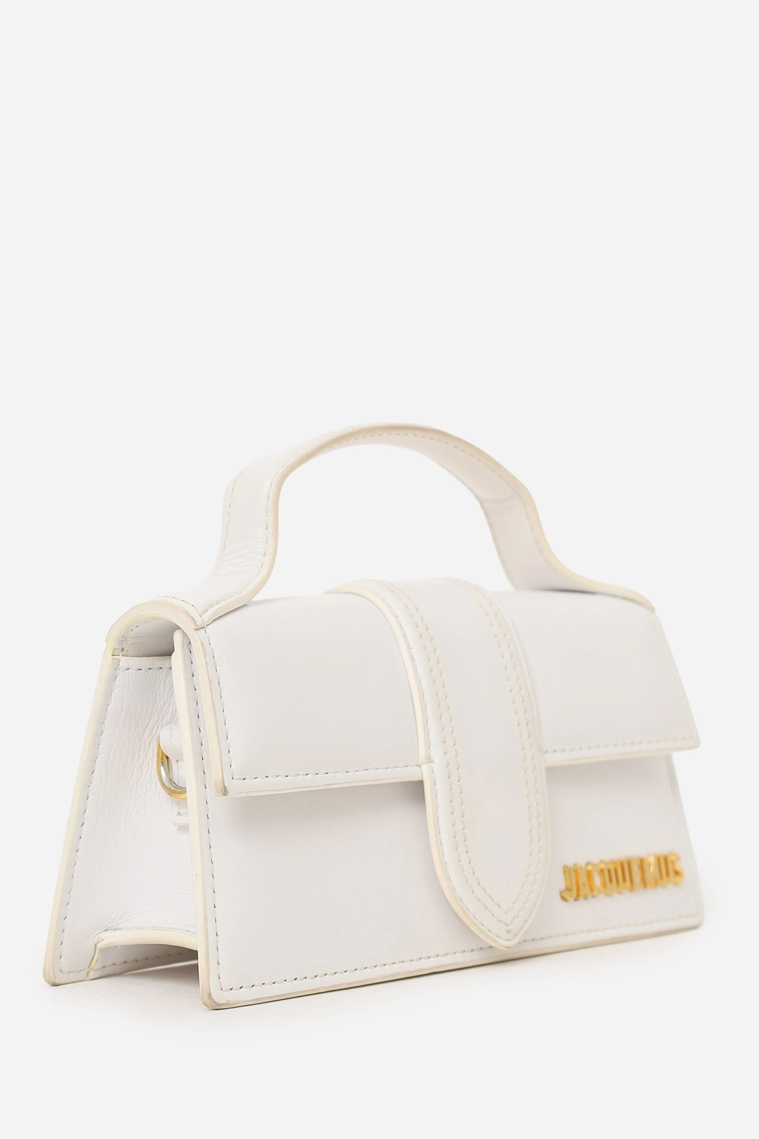 Jacquemus White Leather Les Classiques 'The Bambino' Bag with Strap